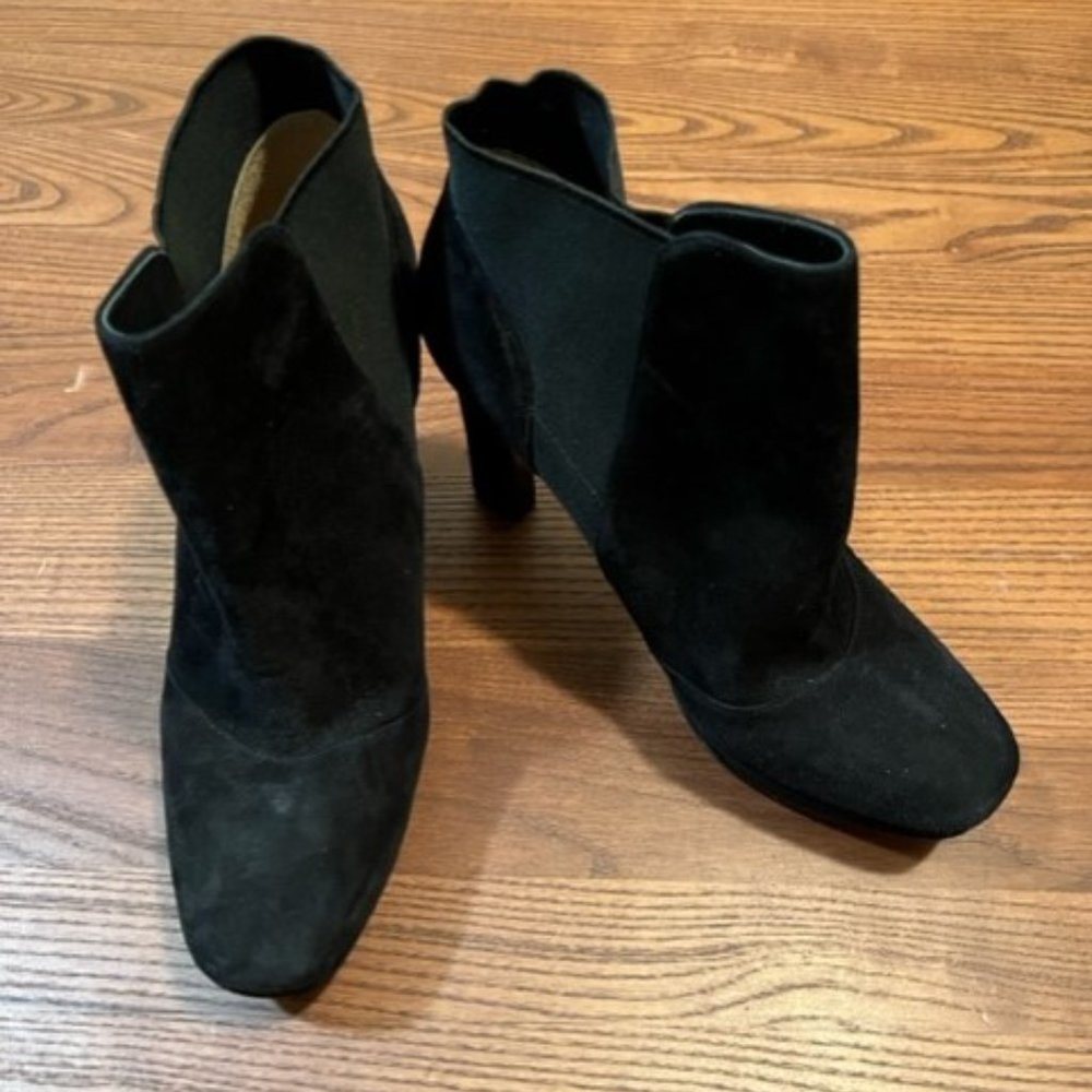 Via Spiga Tocarra Black Suede Platform Ankle Boot Sz8